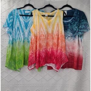 Time and Tru Boho Vibrant Vacation resort wear Shirts Size XL Flowy dopamine